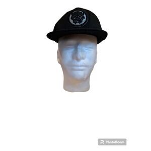 Youths Baseball Hat Marvel Black Panther Flat Billed Black Adjustable Strap